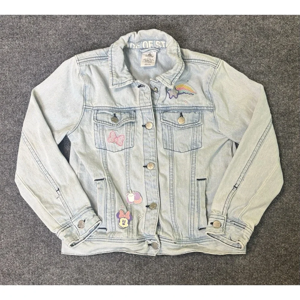 Disney Jean Jacket Girls Size 9/10 Denim Minnie Mouse Sequin &‎ Embroidered